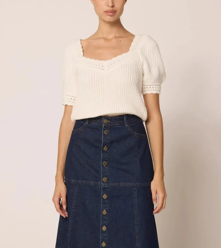 Rowan Cropped Sweater Top | Ivory made by Cleobella