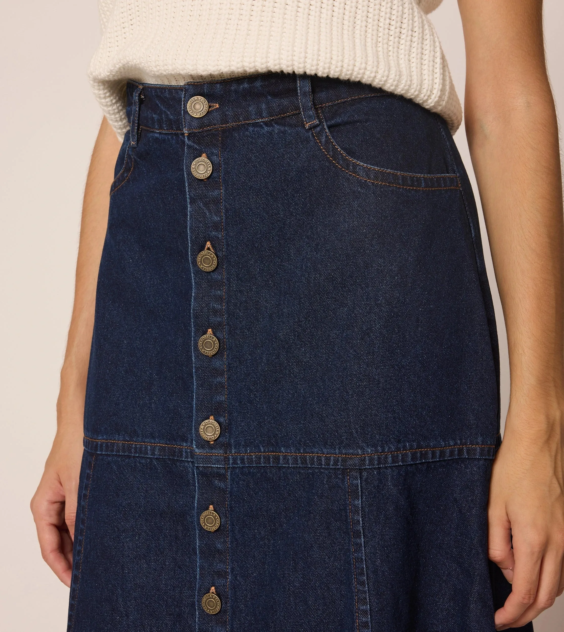 Josie Midi Skirt | Dark Denim sold by Cleobella product image thumbnail 3