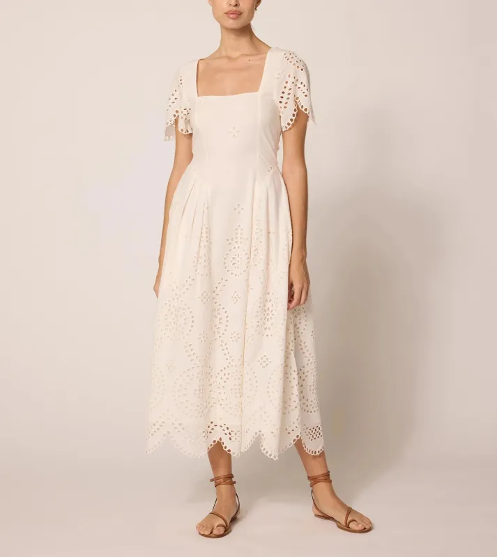 Yesenia Midi Dress | Ivory Eyelet sold by Cleobella