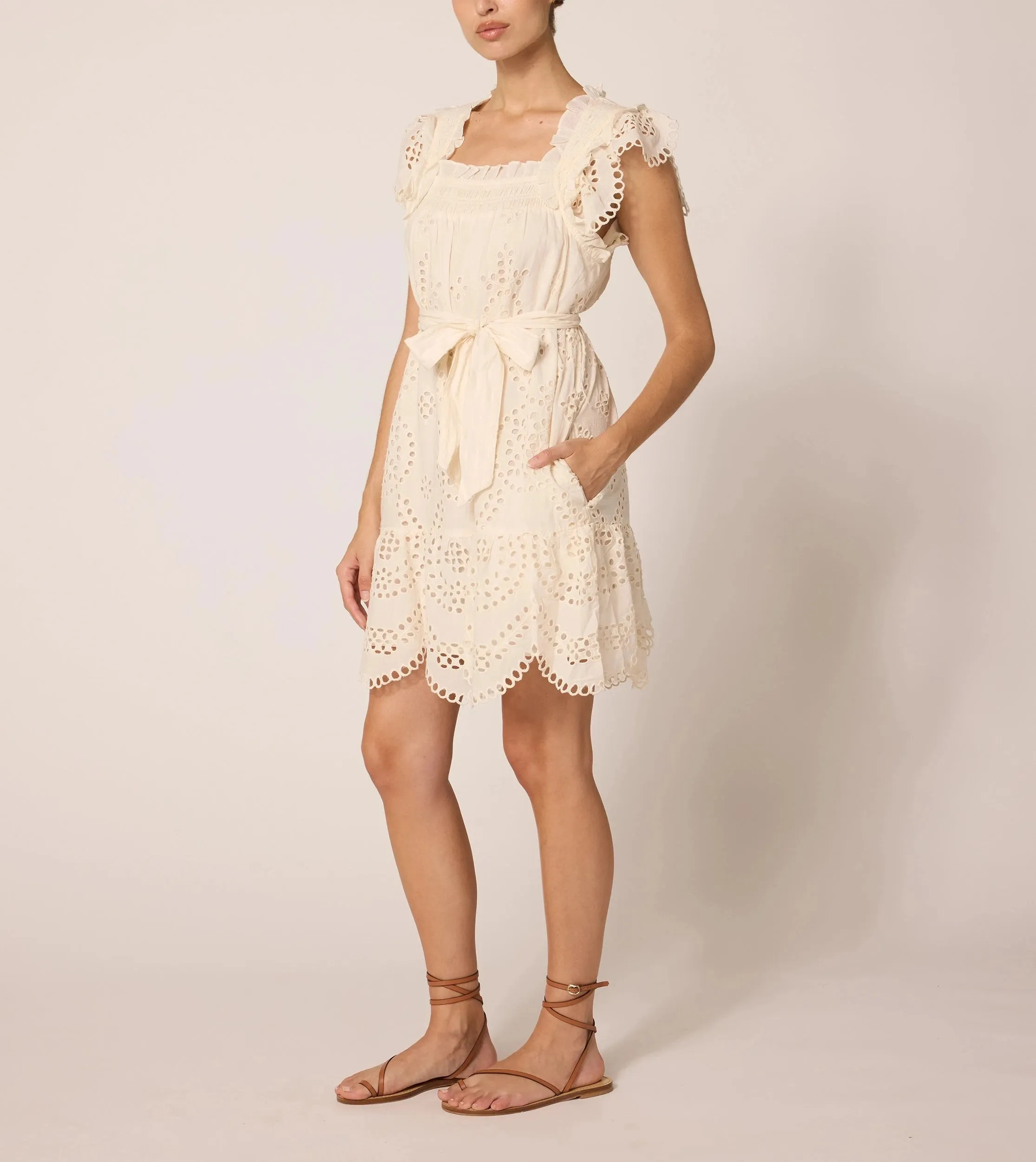 Mireya Mini Dress | Ivory Eyelet sold by Cleobella