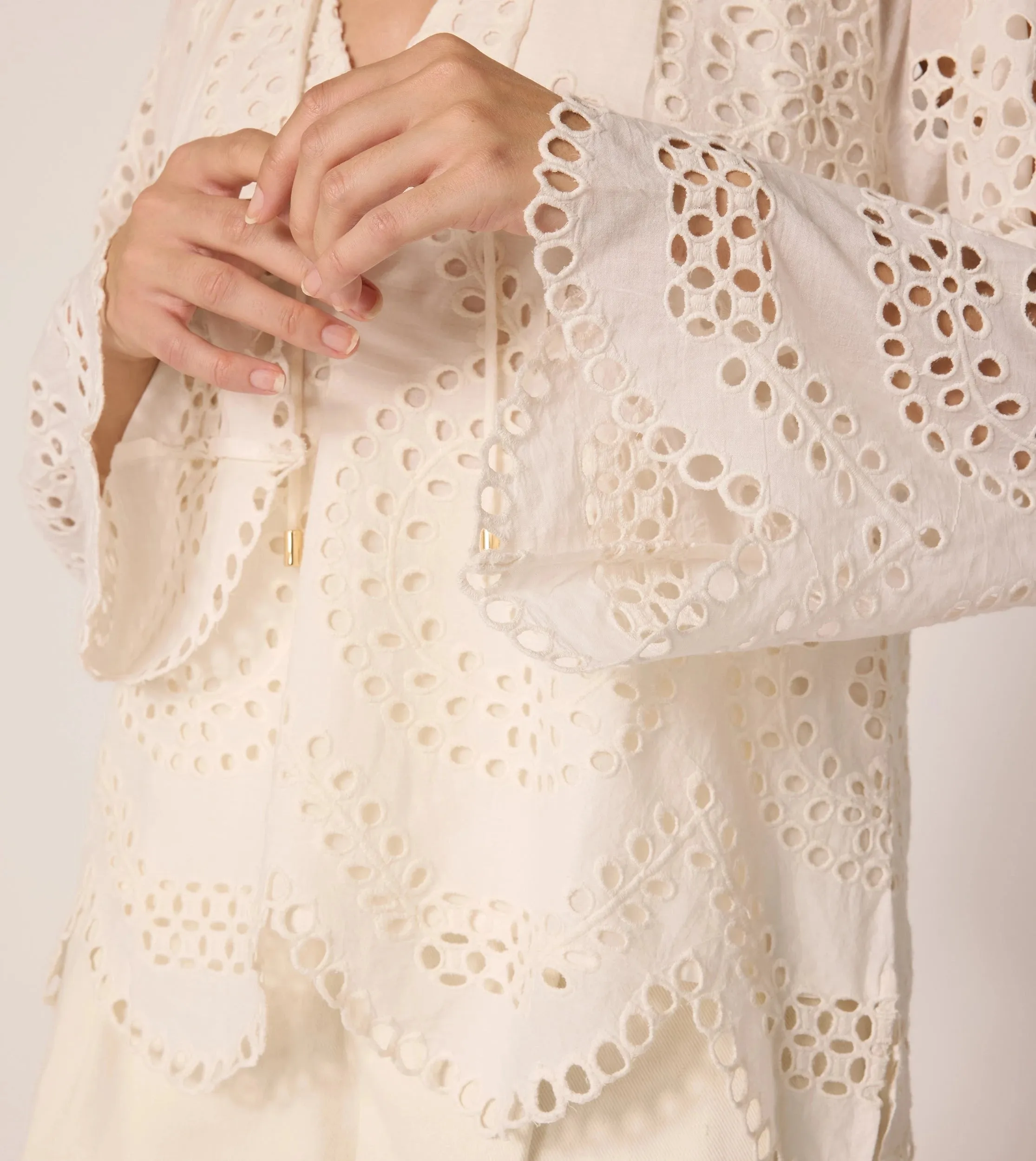 Citlali Blouse | Ivory Eyelet sold by Cleobella product image thumbnail 4