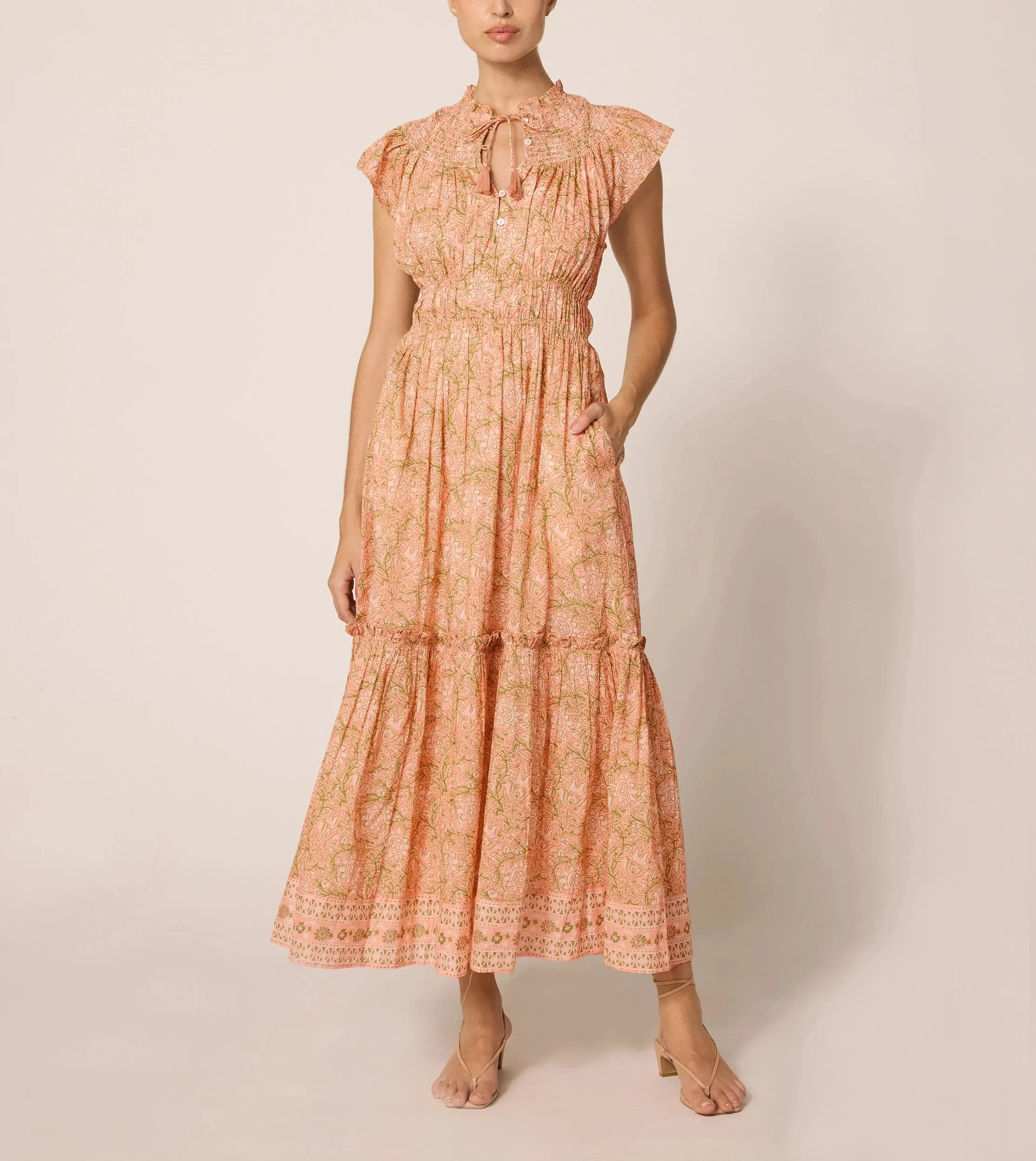 Indira Ankle Dress | Cecil Blush sold by Cleobella