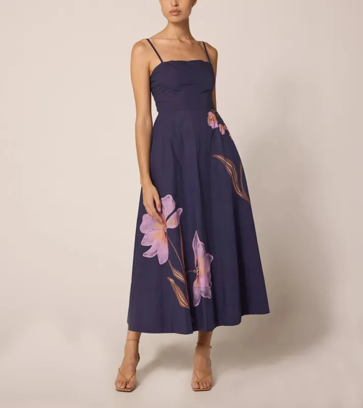 Riley Ankle Dress | Moresco Navy sold by Cleobella