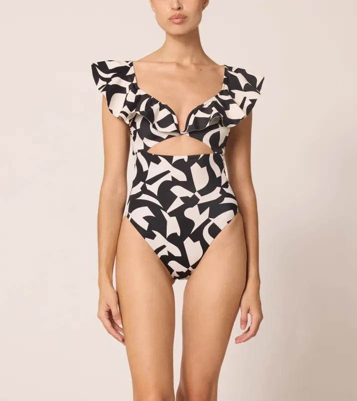 Harlow One Piece | Osaria Black/White sold by Cleobella