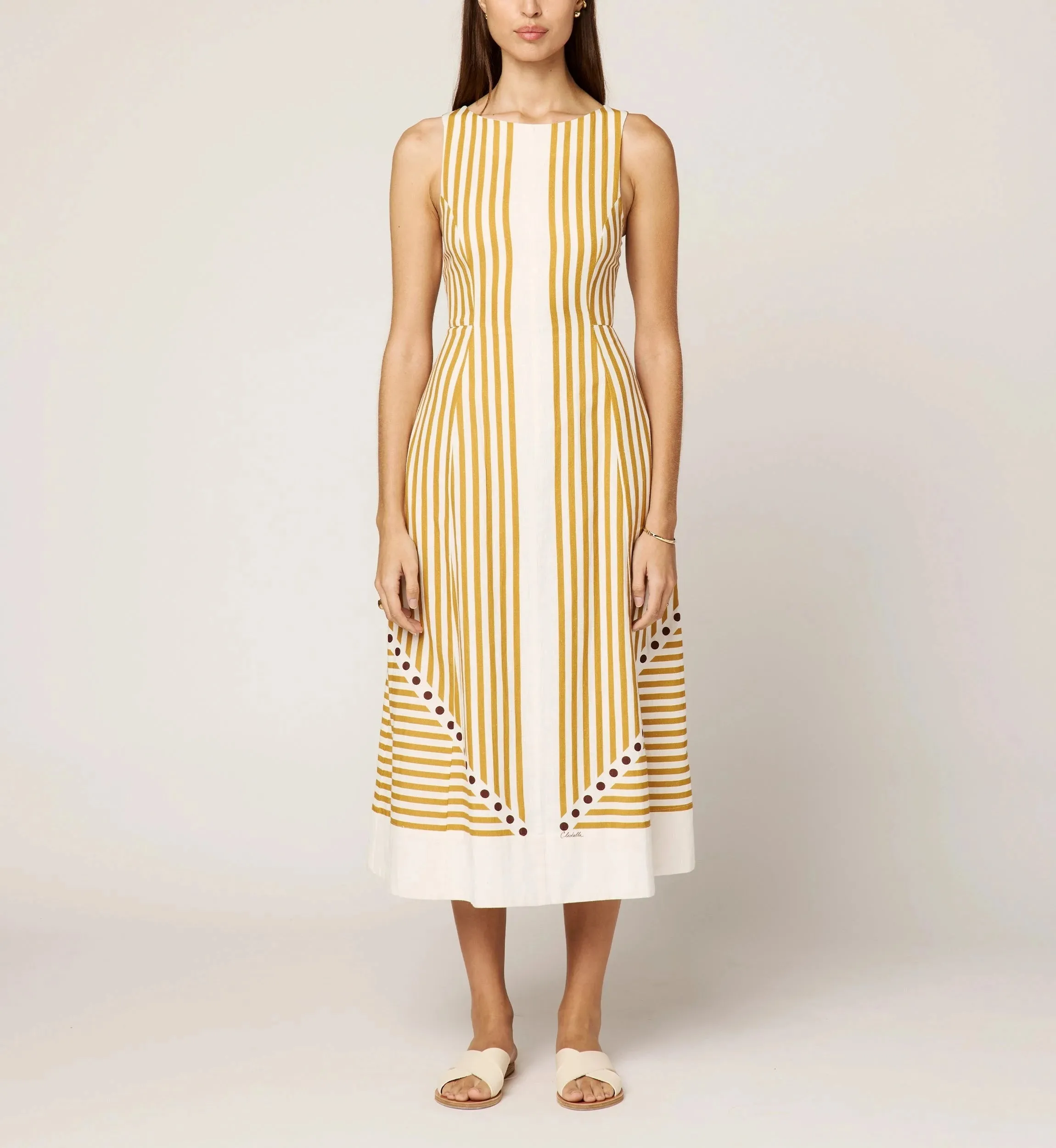Rhiannon Ankle Dress | Lusso Stripe sold by Cleobella