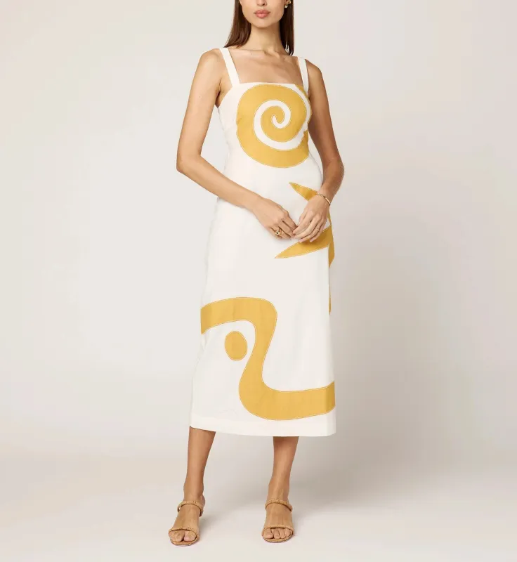Brie Midi Dress | Ivory/Ochre sold by Cleobella