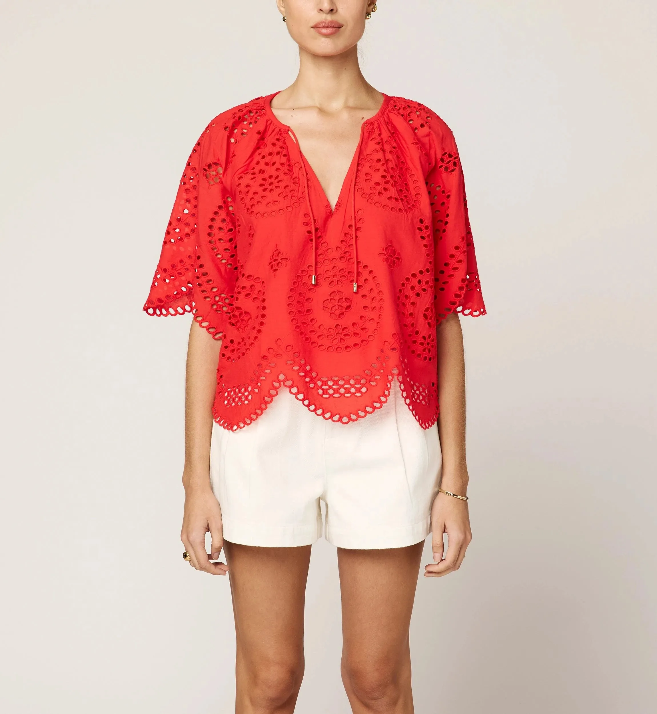 Lulu Blouse | Poppy Red sold by Cleobella product image thumbnail 2