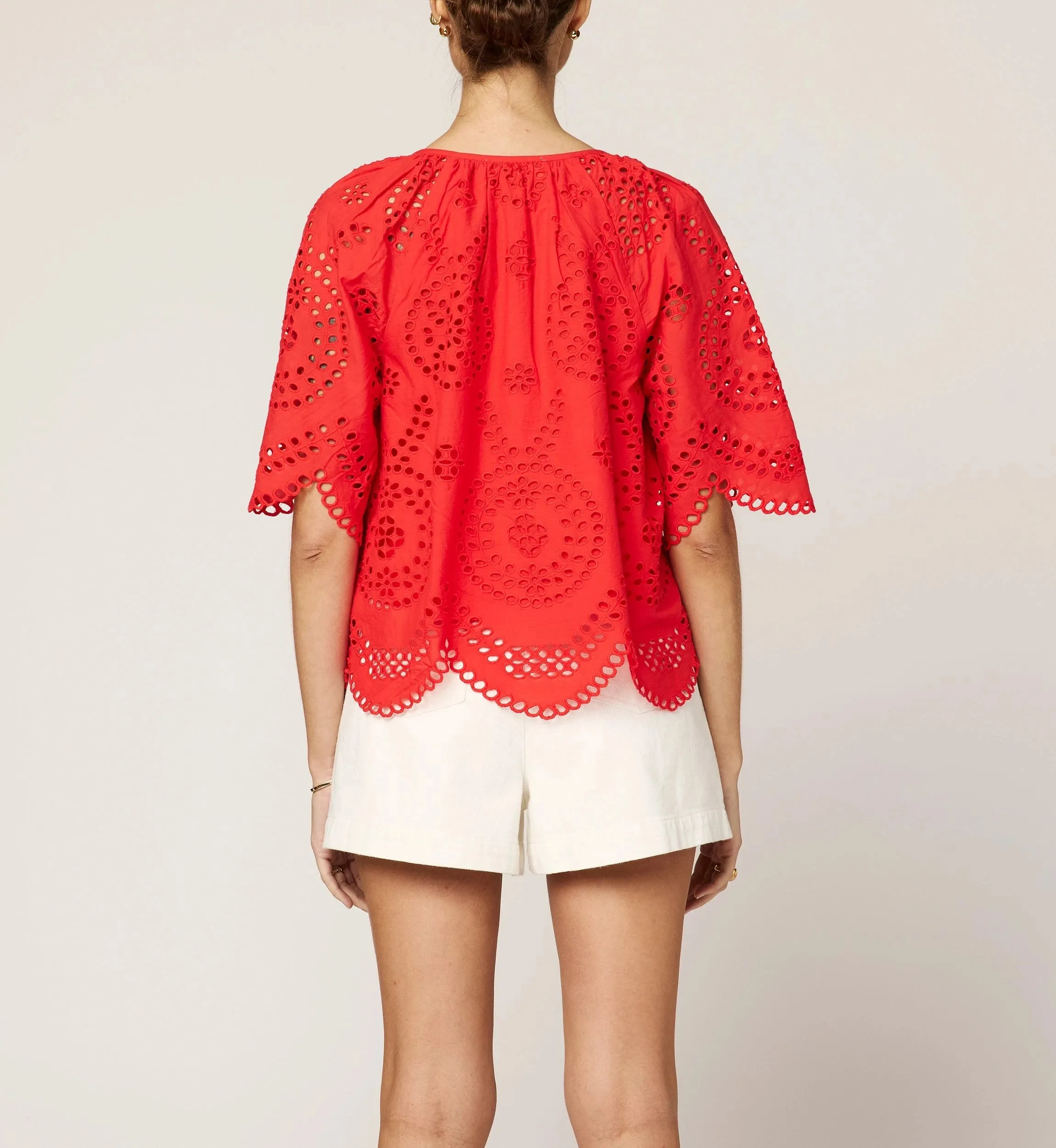 Lulu Blouse | Poppy Red sold by Cleobella product image thumbnail 5