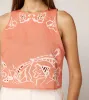 Attina Top | Coral Peach/Ivory sold by Cleobella