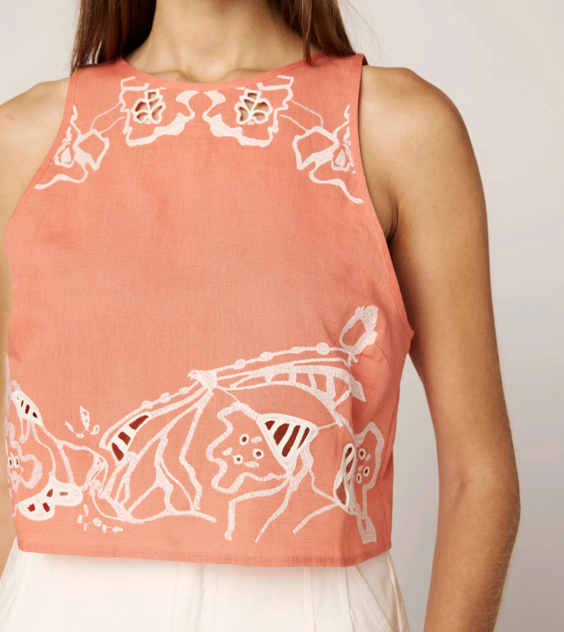 Attina Top | Coral Peach/Ivory sold by Cleobella product image thumbnail 2