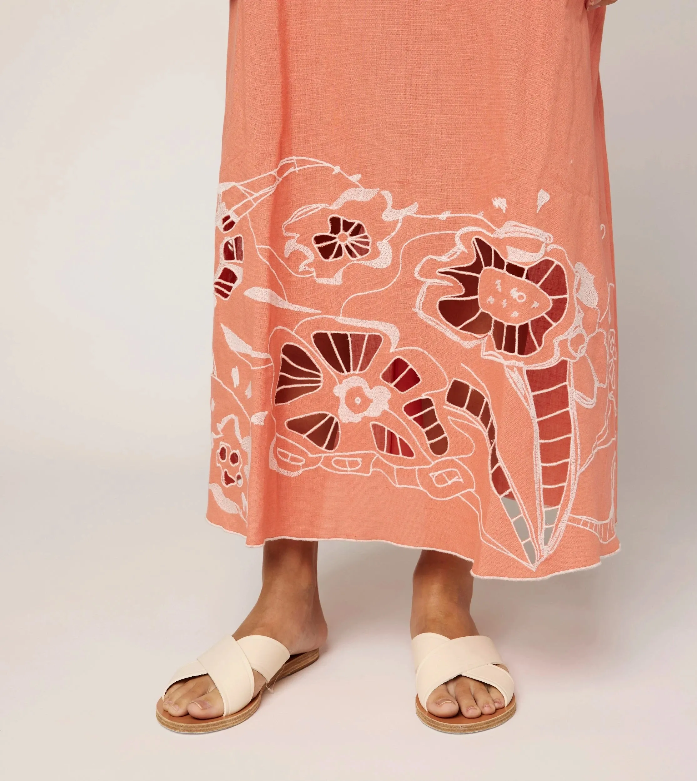 Mila Ankle Dress | Coral Peach/Ivory sold by Cleobella product image thumbnail 2