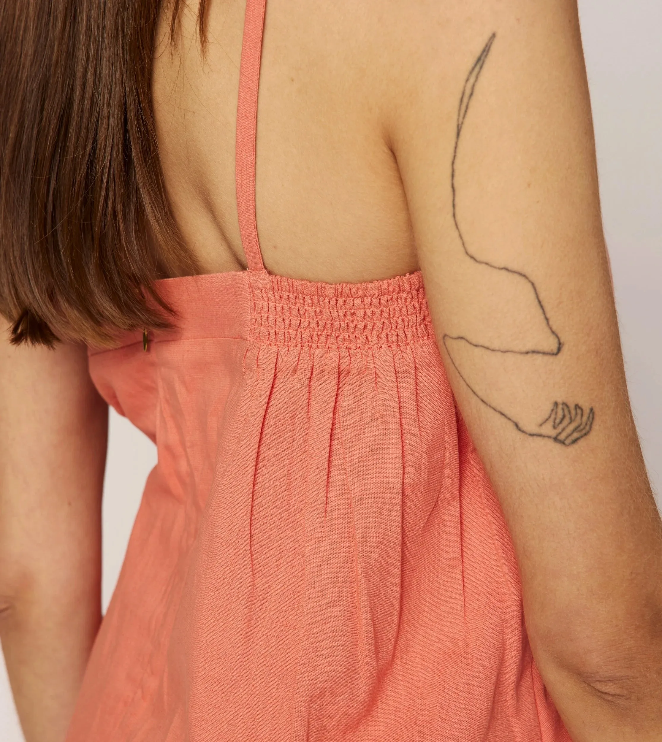 Mila Ankle Dress | Coral Peach/Ivory sold by Cleobella product image thumbnail 4