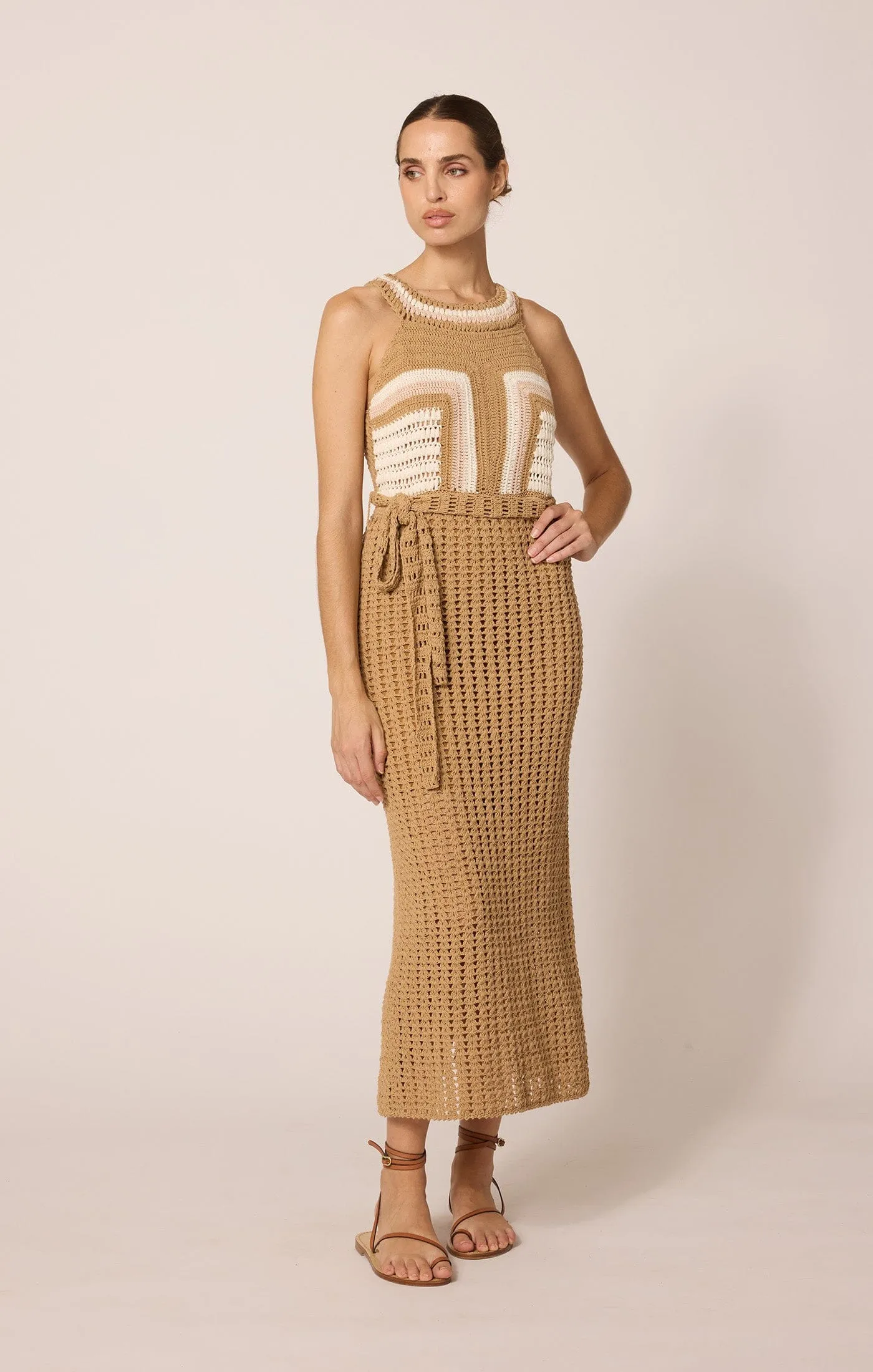 Kiana Crochet Midi Dress | Beige sold by Cleobella