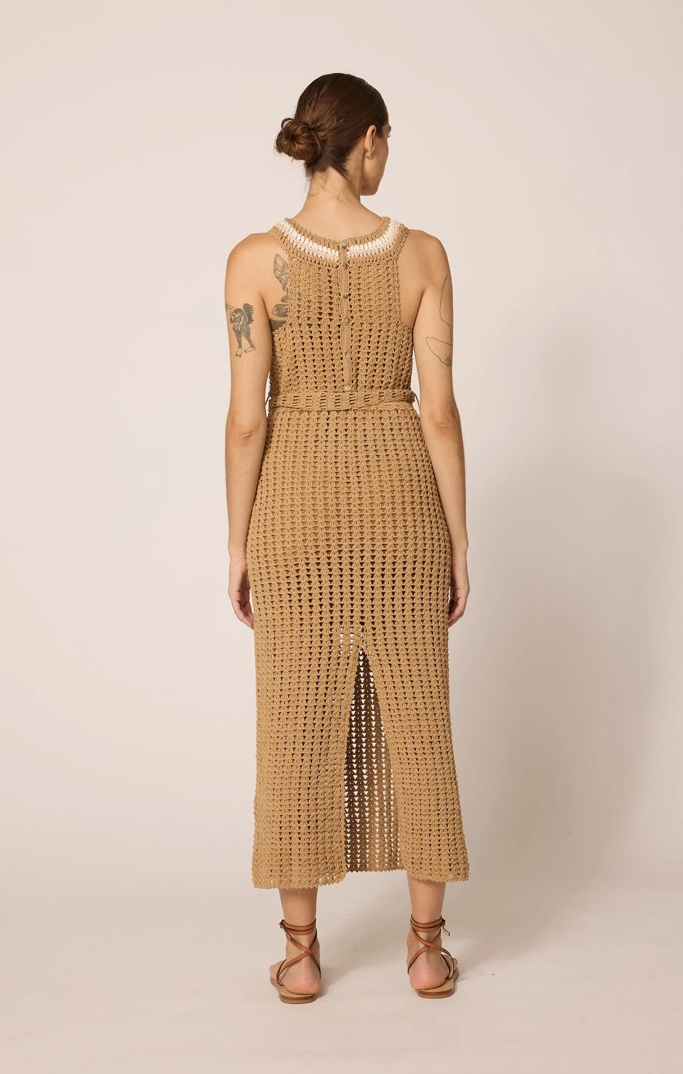 Kiana Crochet Midi Dress | Beige sold by Cleobella product image thumbnail 2
