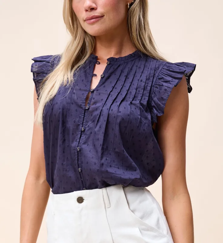Maritza Blouse | Navy sold by Cleobella
