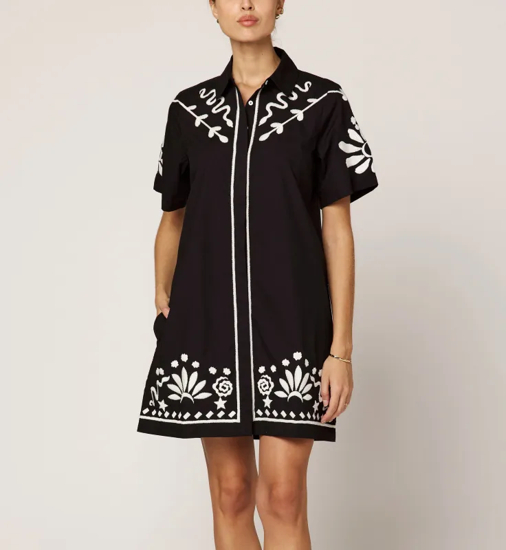 Riya Mini Dress | Black/Ivory sold by Cleobella
