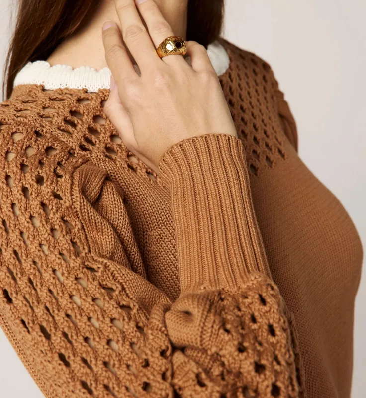 Anwen Sweater | Brown/Ivory sold by Cleobella