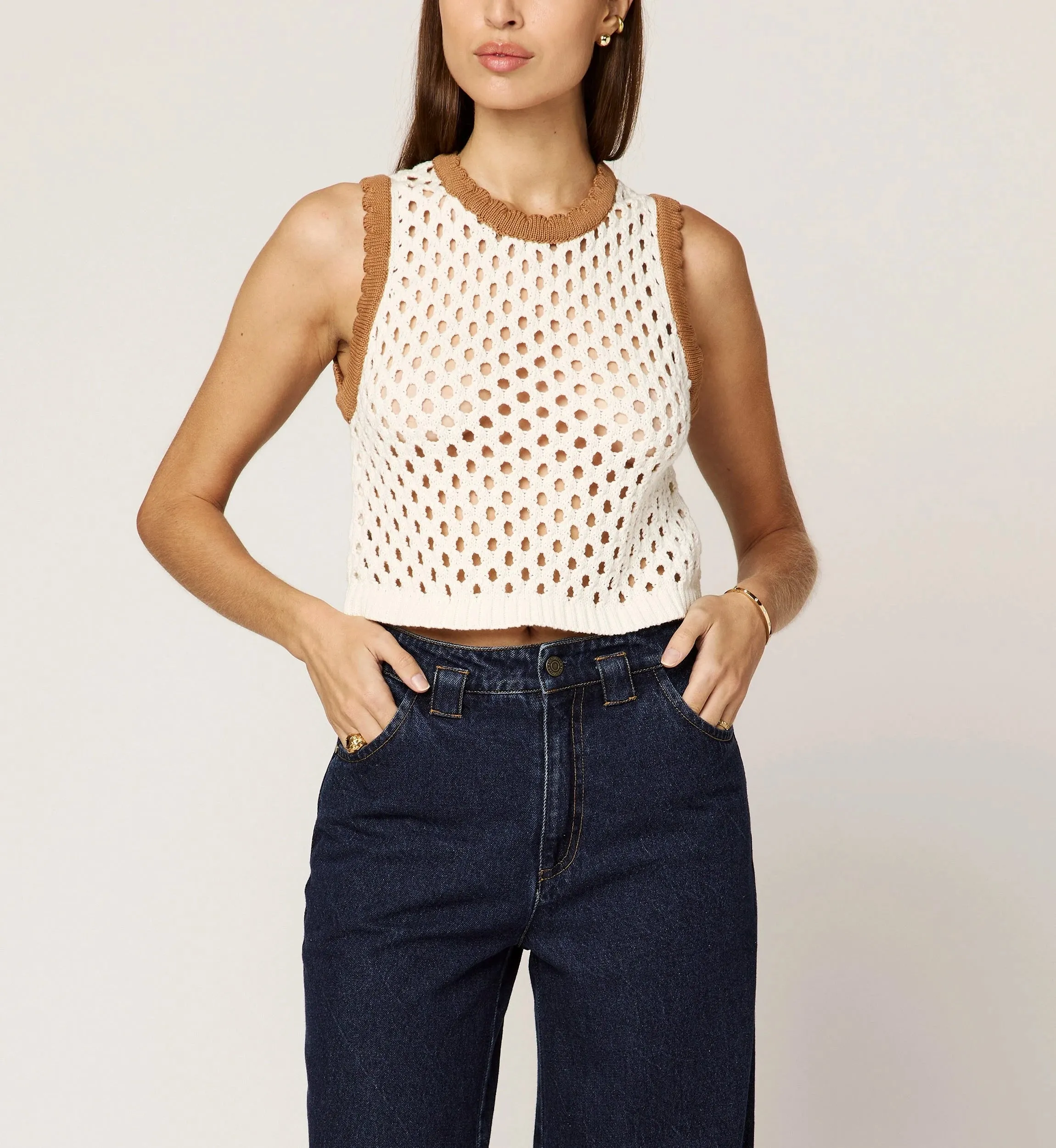 Brownwyn Sweater Top | Ivory/Brown sold by Cleobella product image thumbnail 2