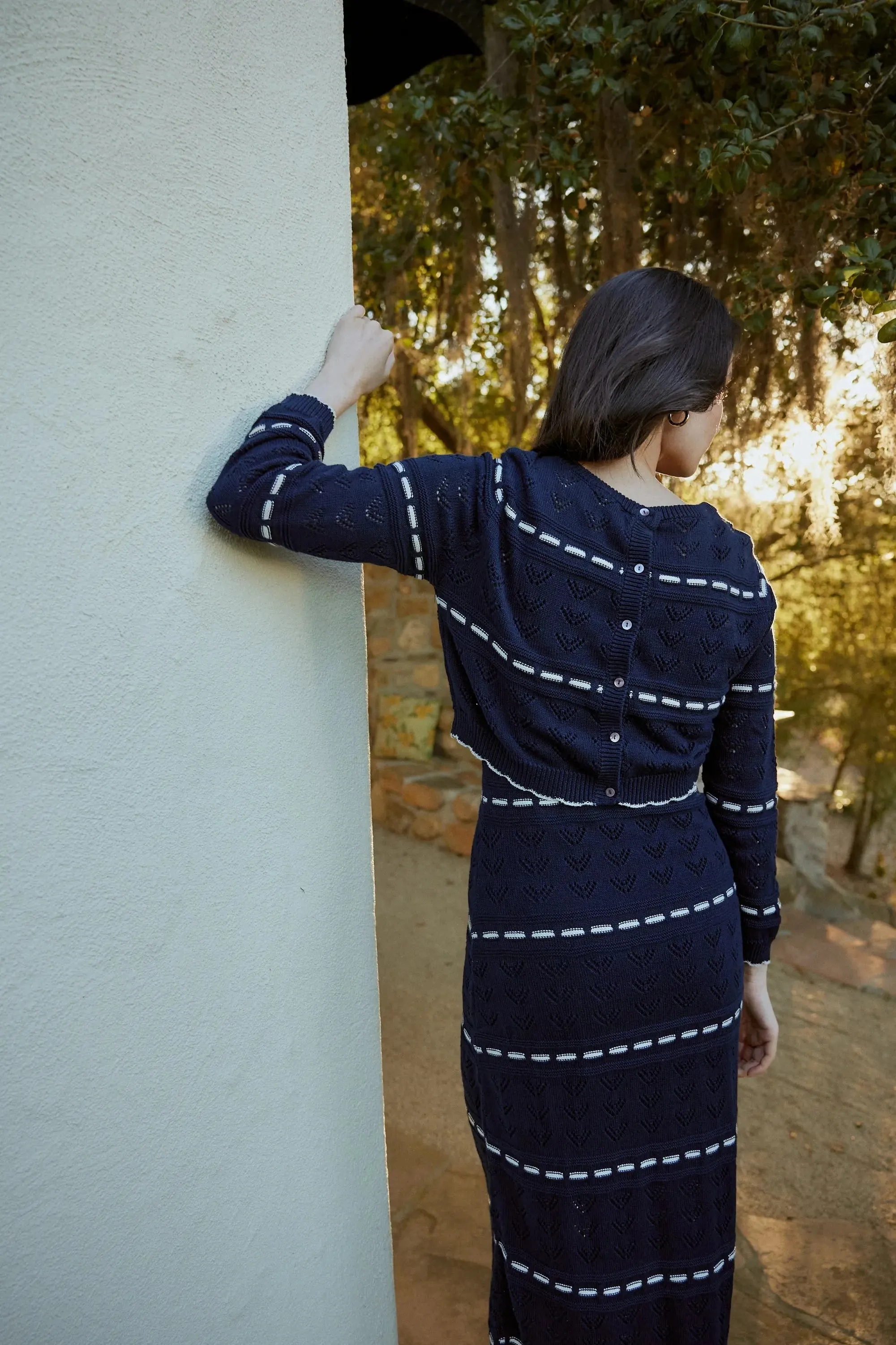 Estrella Sweater | Dark Blue/Ivory sold by Cleobella