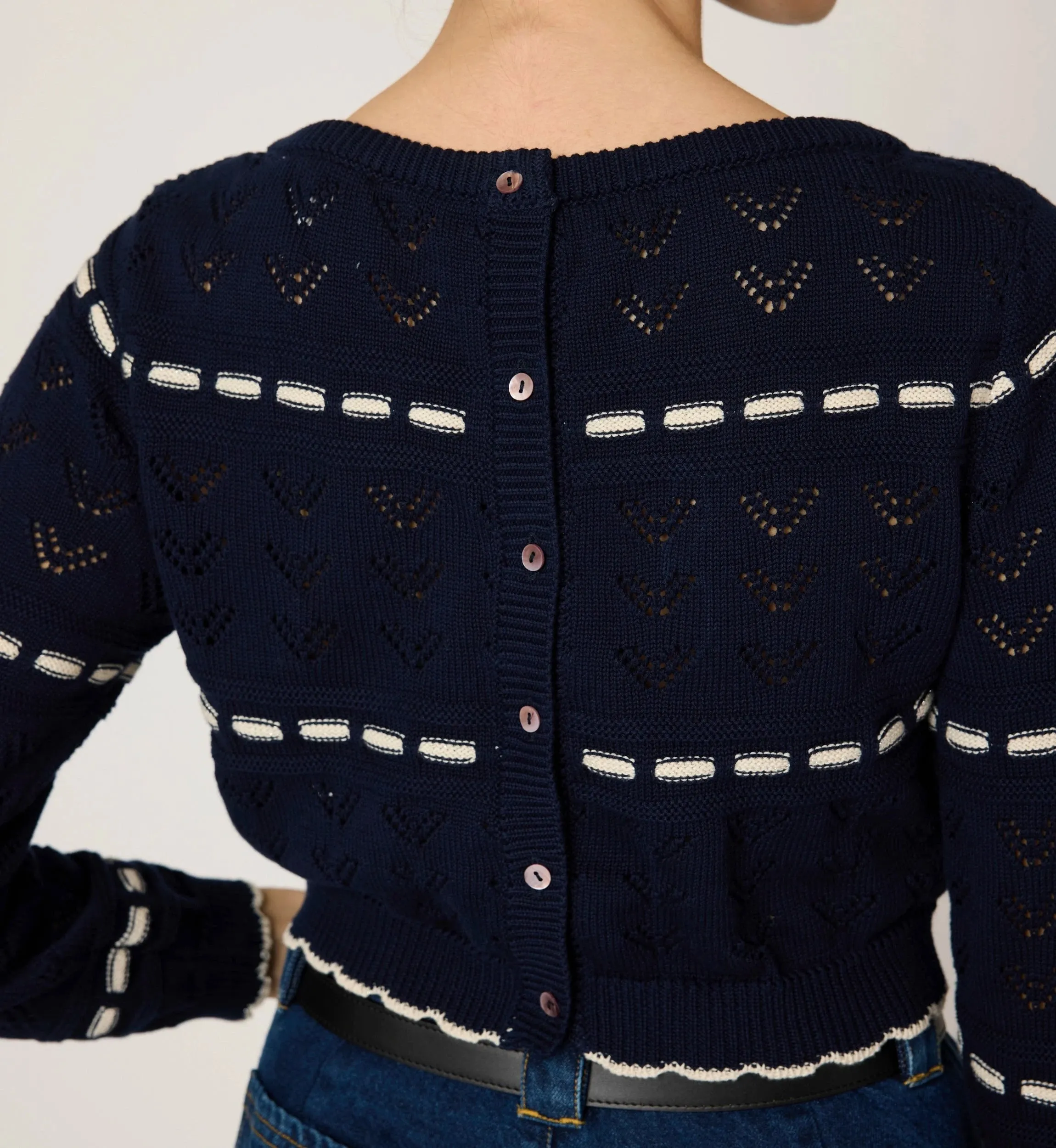 Estrella Sweater | Dark Blue/Ivory sold by Cleobella product image thumbnail 3