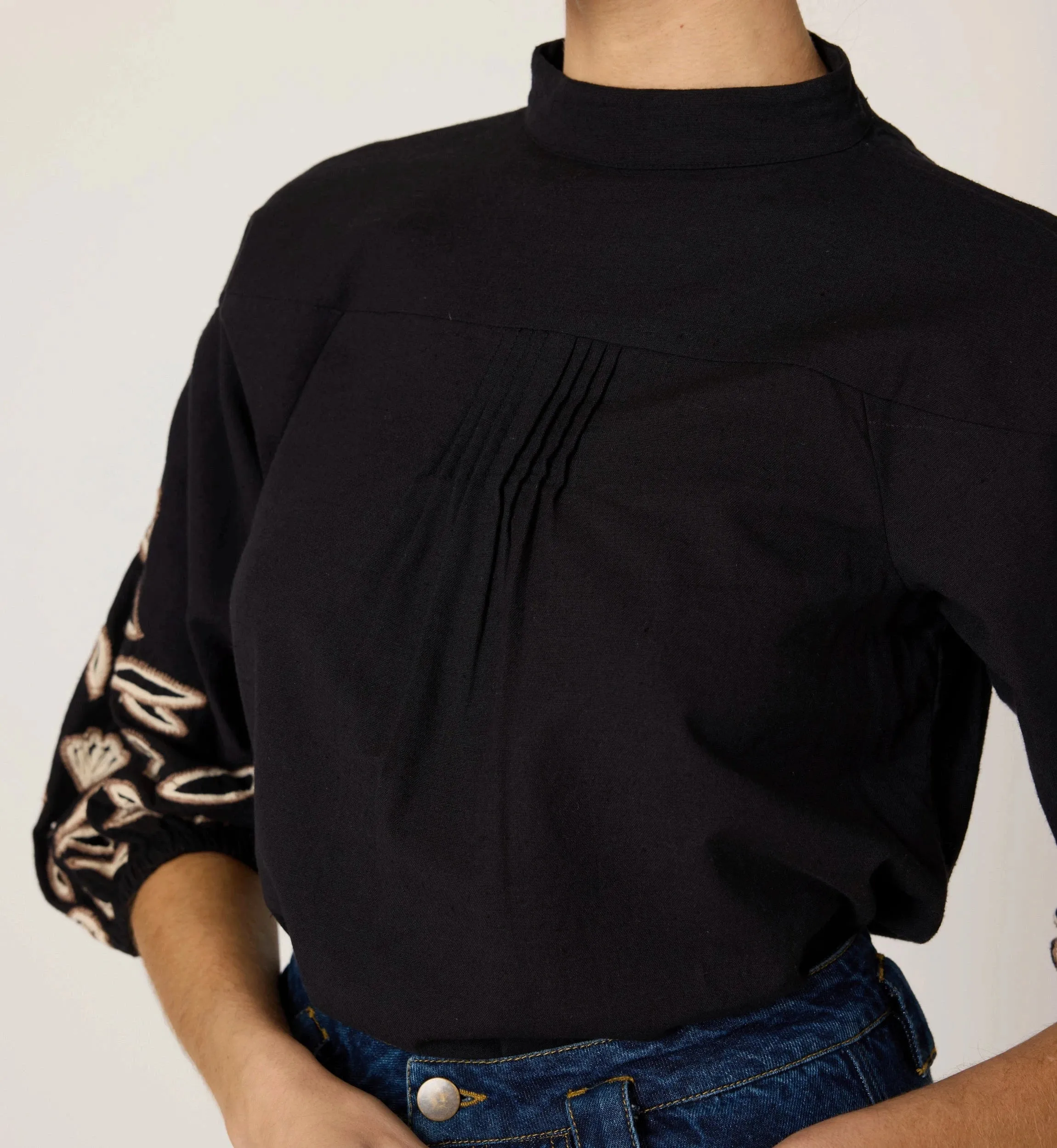 Clarissa Blouse | Black/Ivory sold by Cleobella product image thumbnail 5