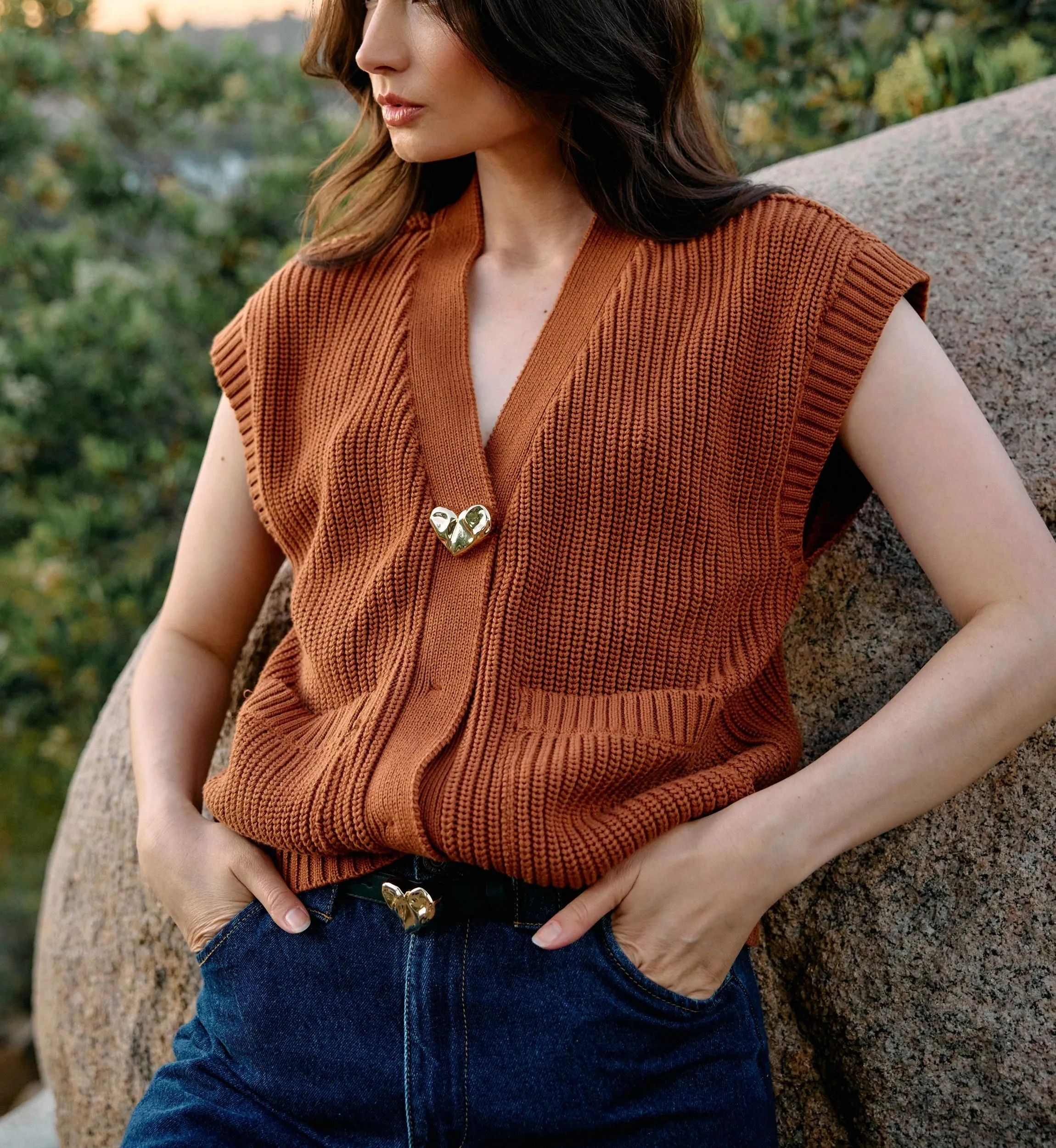 Cuore Sweater Vest | Clay sold by Cleobella