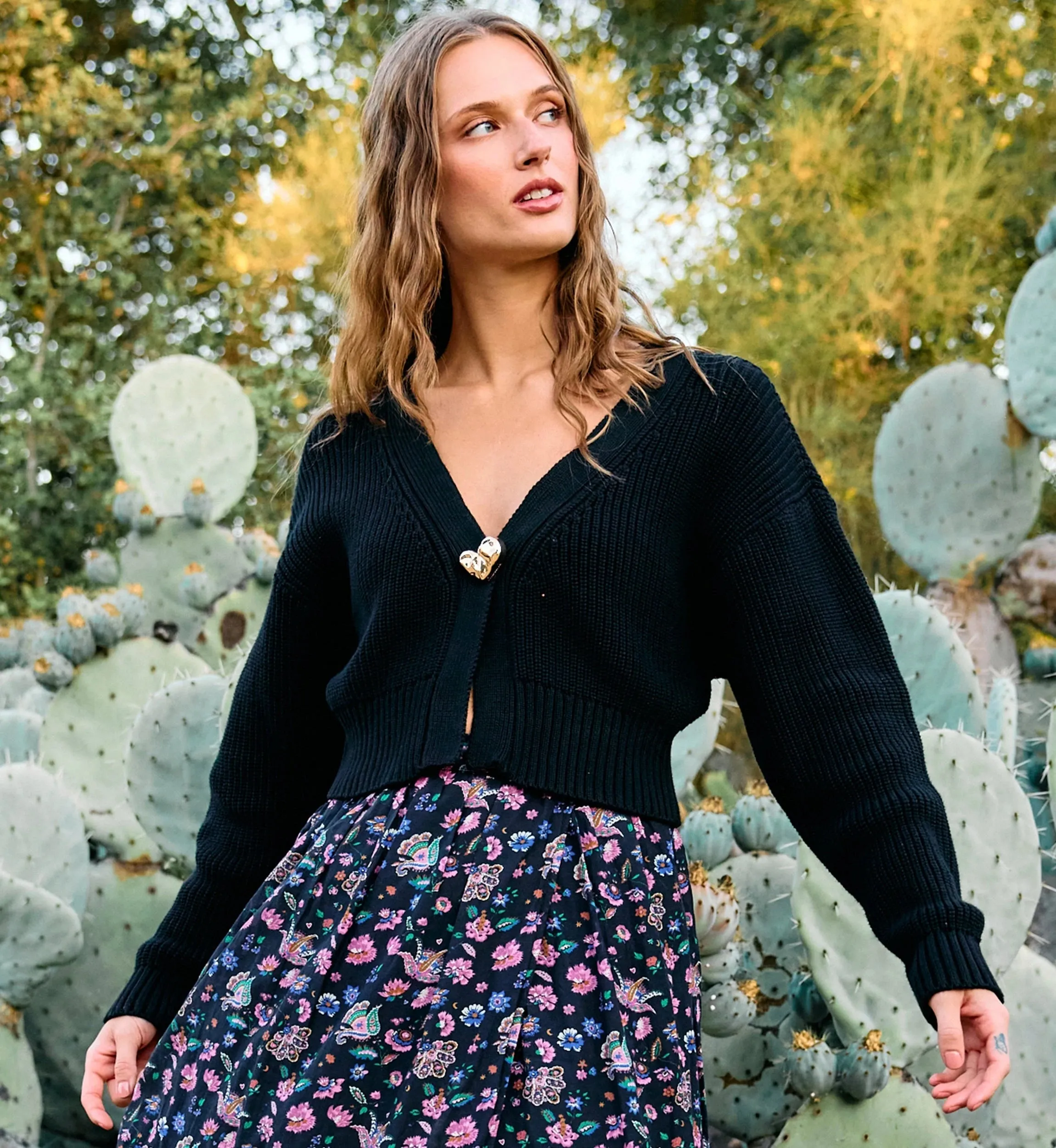 Heart Sweater Cardigan | Black sold by Cleobella