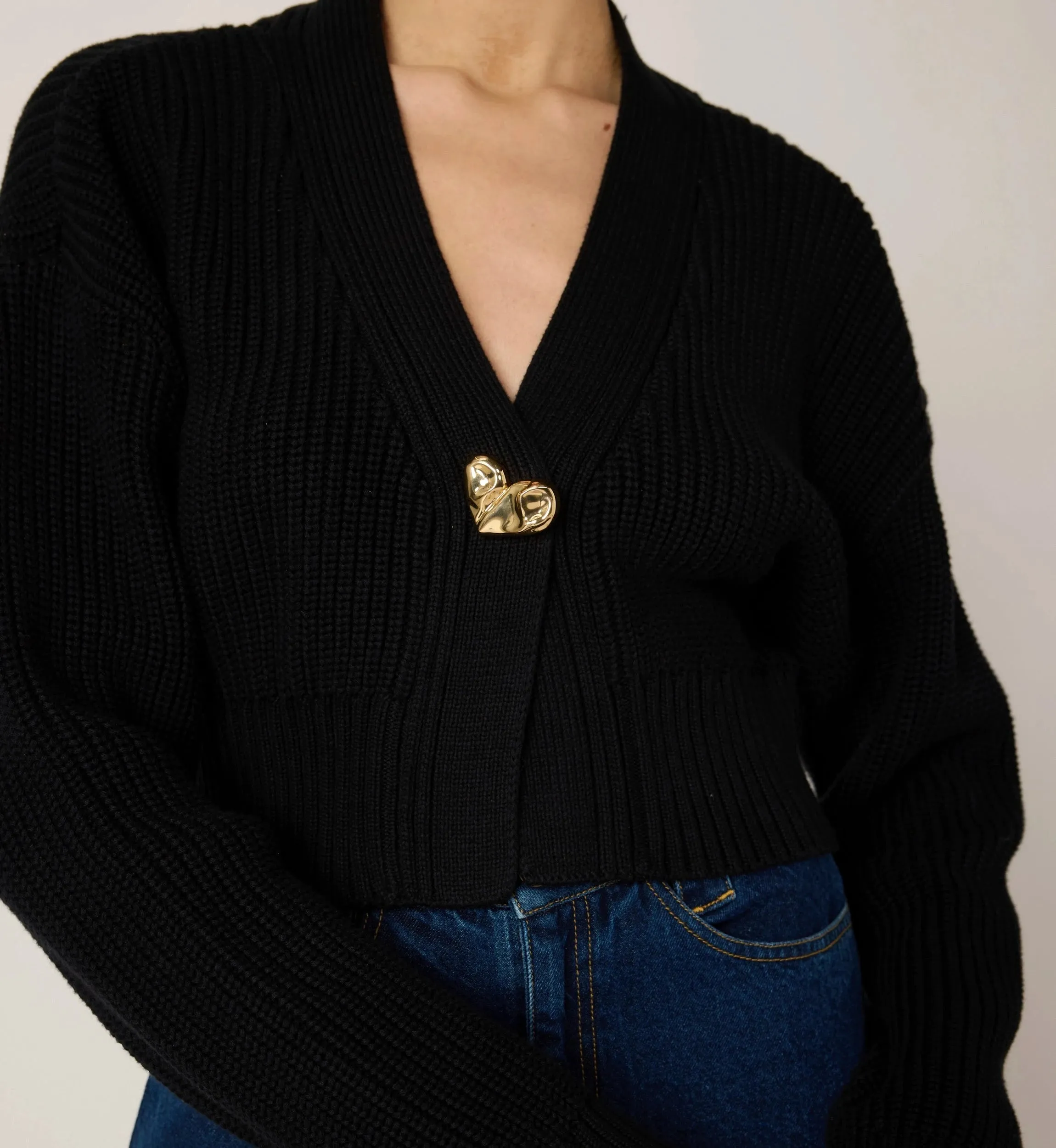 Heart Sweater Cardigan | Black sold by Cleobella product image thumbnail 5