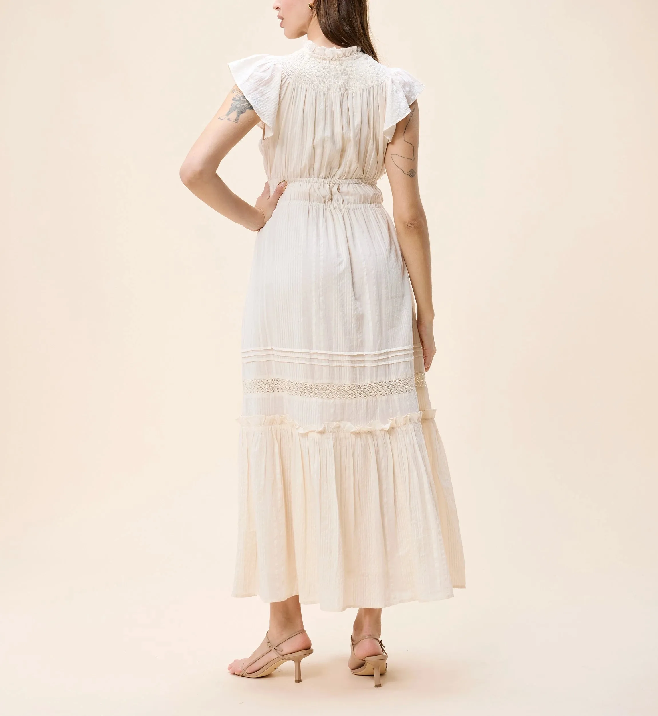 Indira Ankle Dress | Buttercream sold by Cleobella product image thumbnail 3