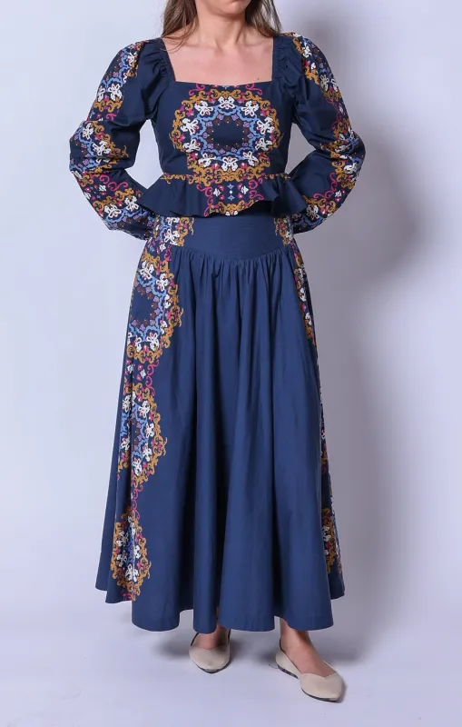 Esmeralda Ankle Skirt | Venezia Blue sold by Cleobella