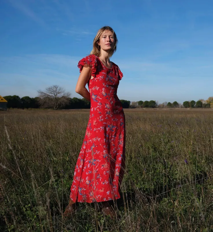 Roxanne Ankle Dress | Fiore Rosso made by Cleobella