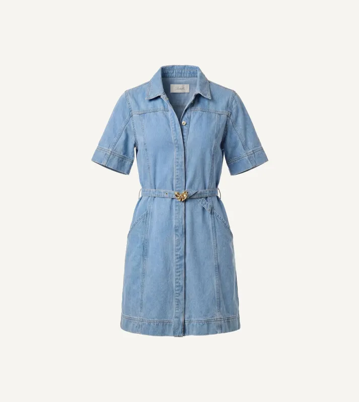 Whitney Denim Dress | Light Denim made by Cleobella