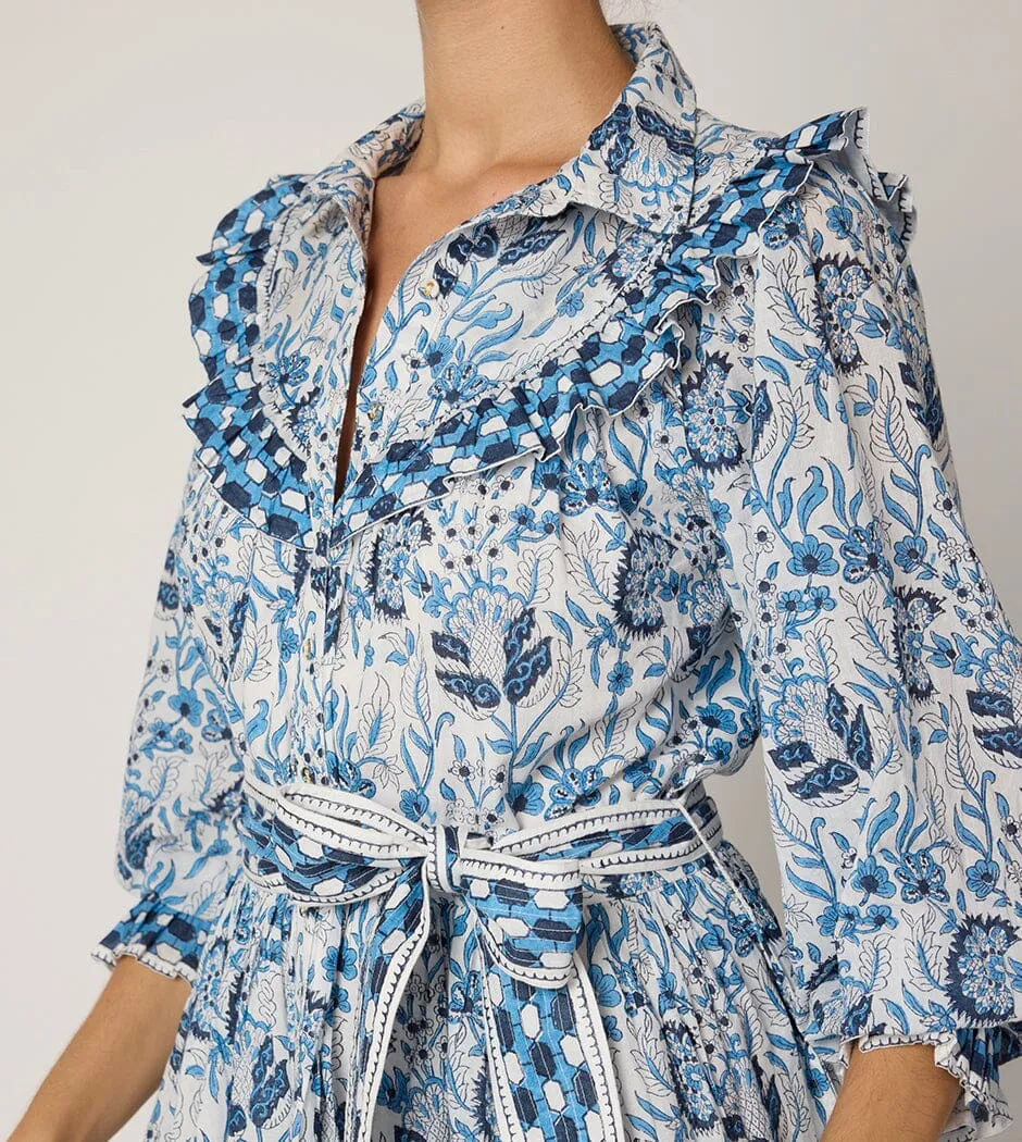 Lotte Mini Dress | Vintage Blue sold by Cleobella product image thumbnail 4