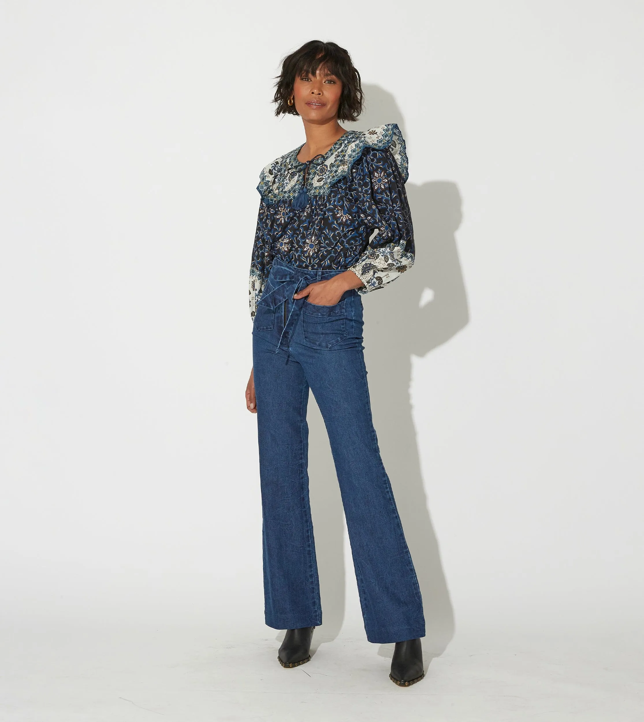 Isra Trouser | Medium Wash Indigo sold by Cleobella product image thumbnail 4