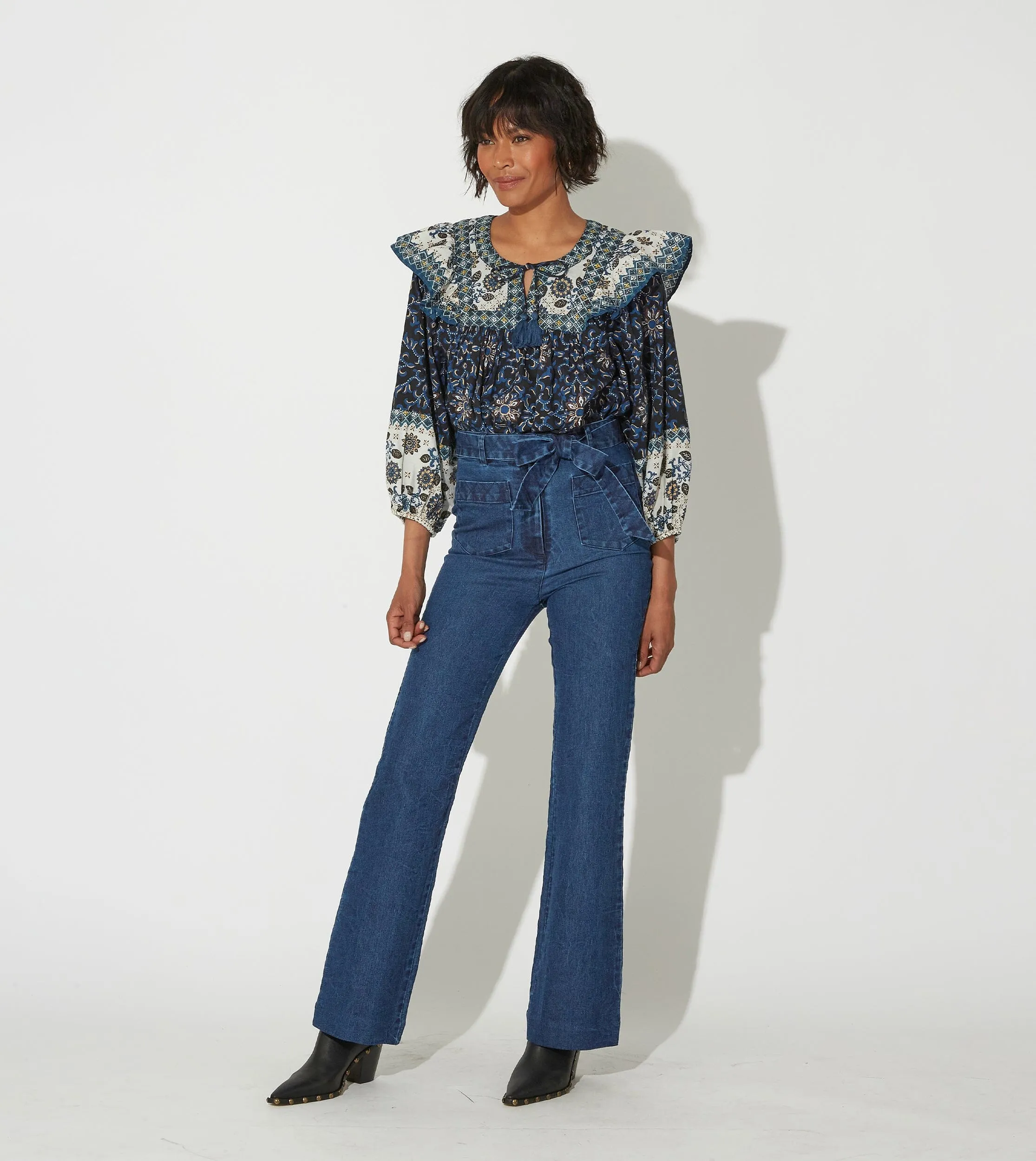 Isra Trouser | Medium Wash Indigo sold by Cleobella