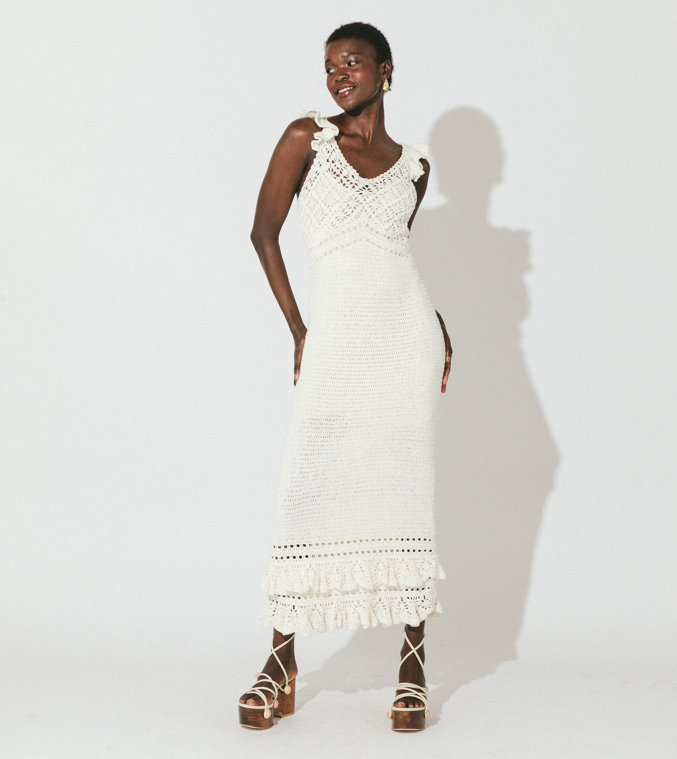 Janis Hand Crochet Midi Dress | Ivory sold by Cleobella product image thumbnail 3