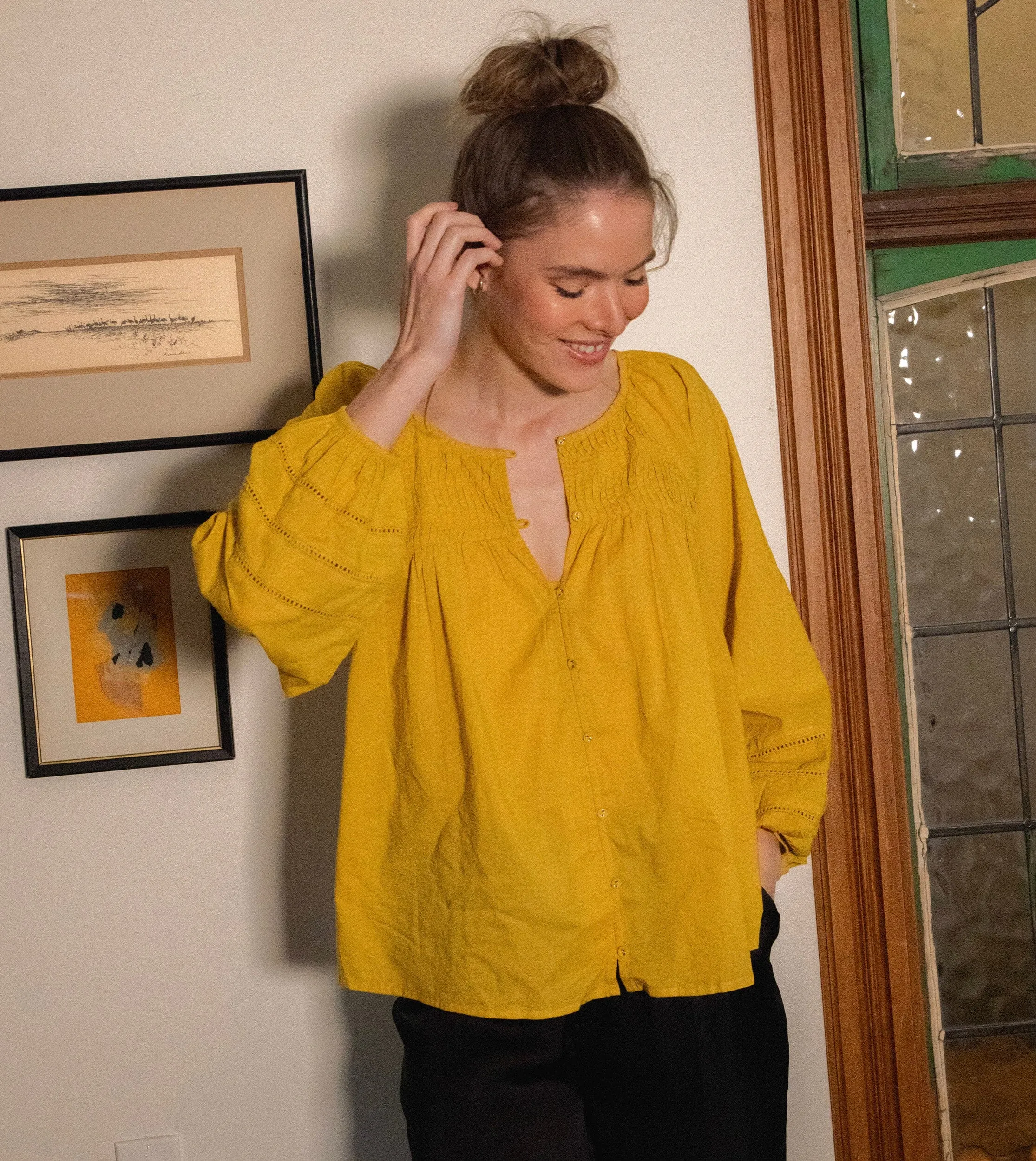 Nerea Blouse | Citrine sold by Cleobella product image thumbnail 3