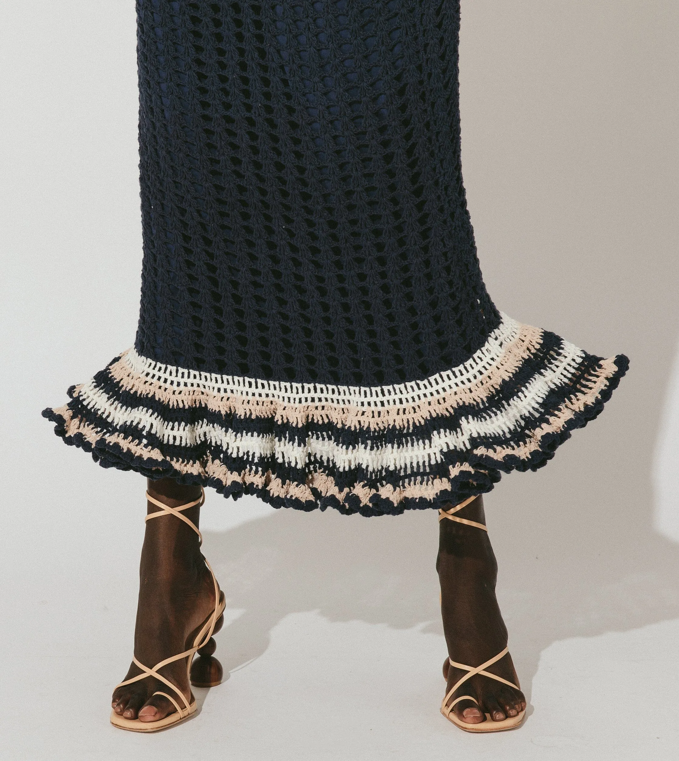 Drew Hand Crochet Midi Dress | Navy/Ivory sold by Cleobella product image thumbnail 5