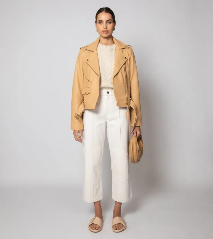 Asher Leather Jacket | Tan sold by Cleobella