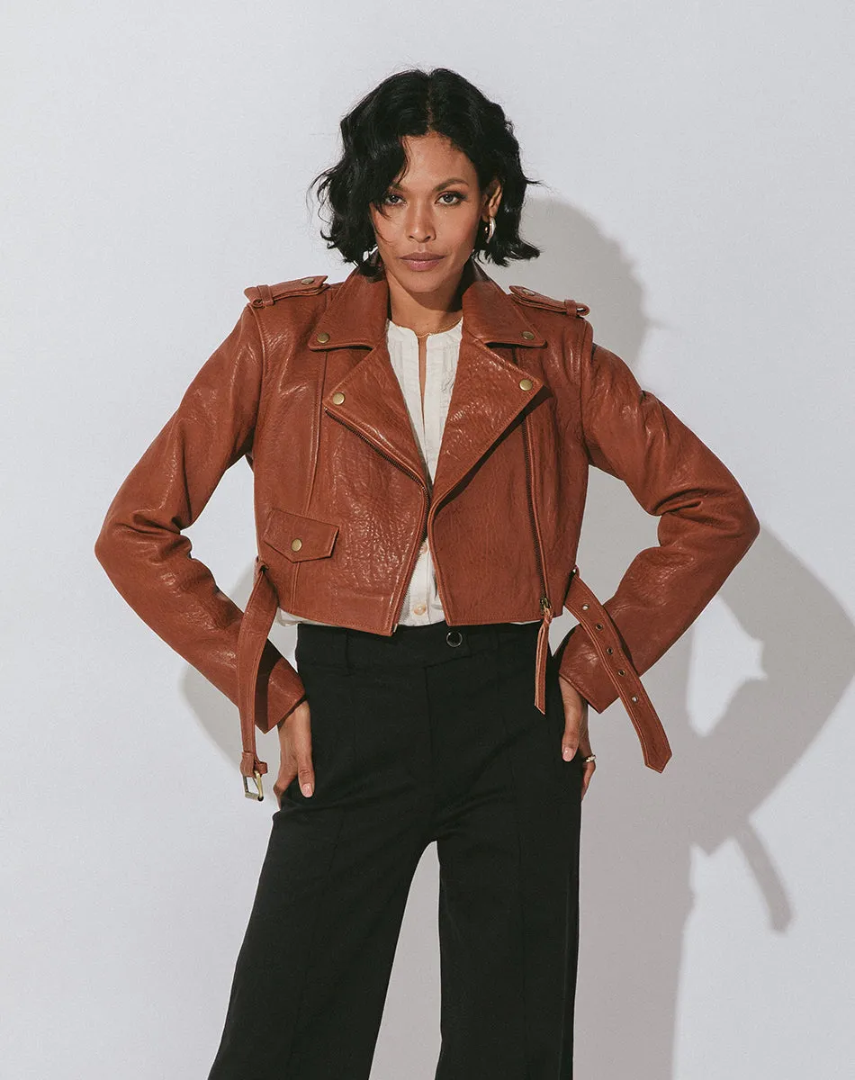 Leather Jacket | Cognac sold by Cleobella