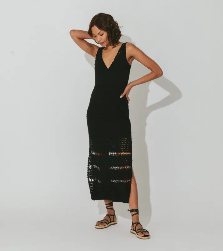 Diah Crochet Midi Dress | Black sold by Cleobella