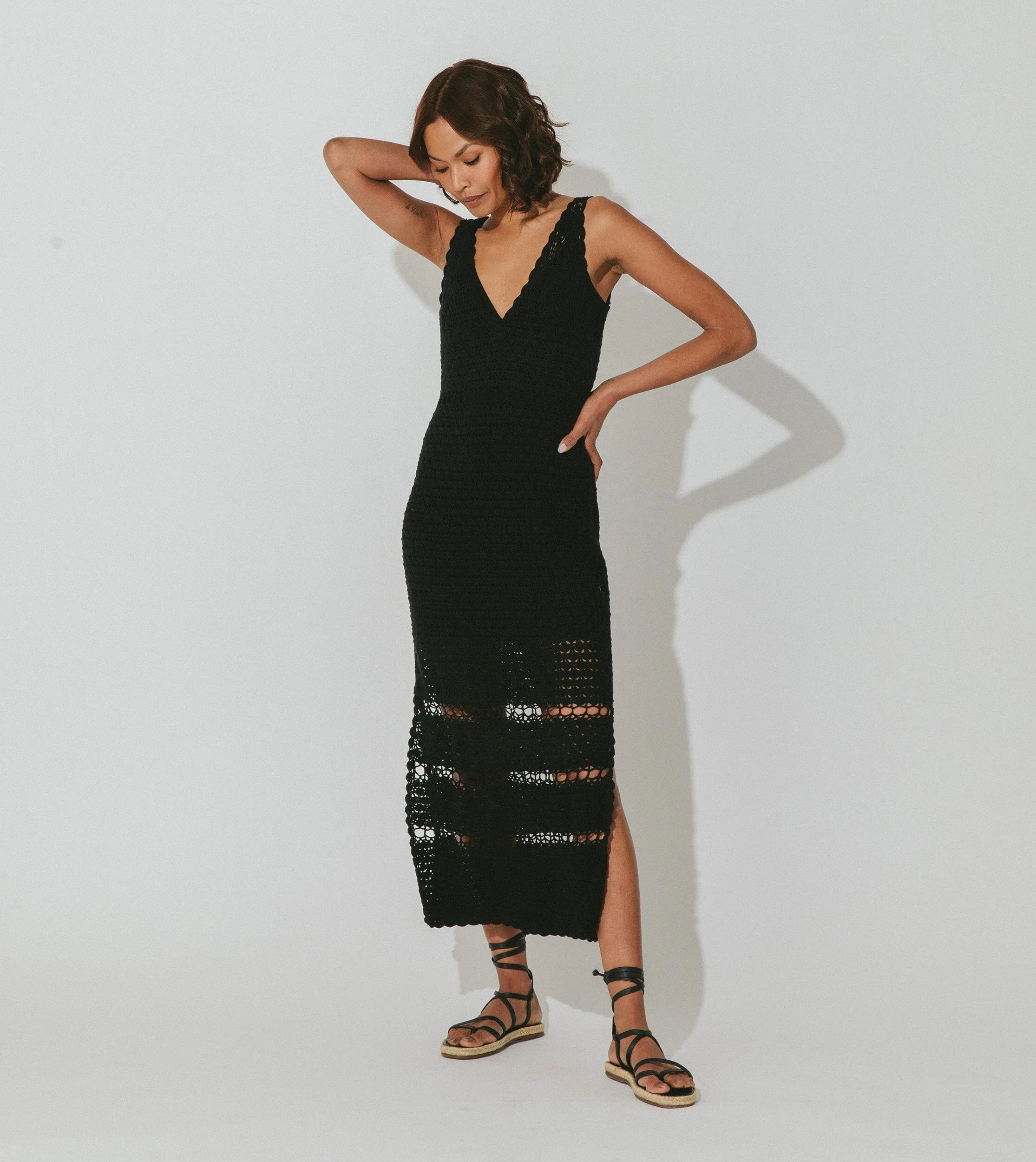 Diah Crochet Midi Dress | Black sold by Cleobella