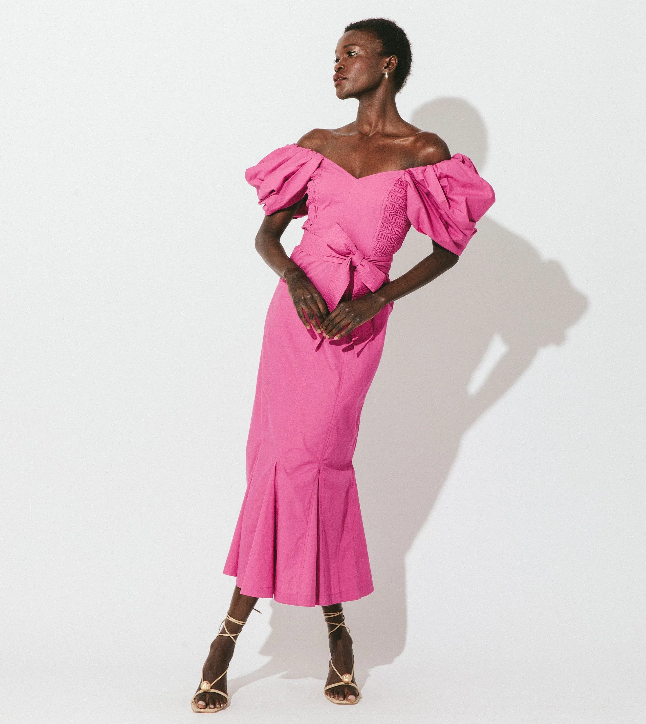 Malina Midi Dress | Bright Pink sold by Cleobella