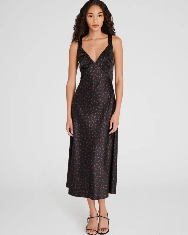 Floral Print V-Neck Silk Midi Dress sold by Club Monaco