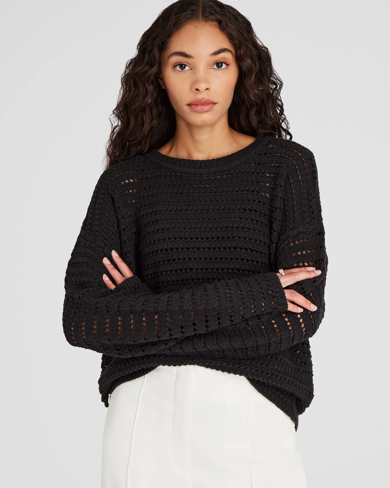 Mixed-Yarn Open-Stitch Sweater sold by Club Monaco