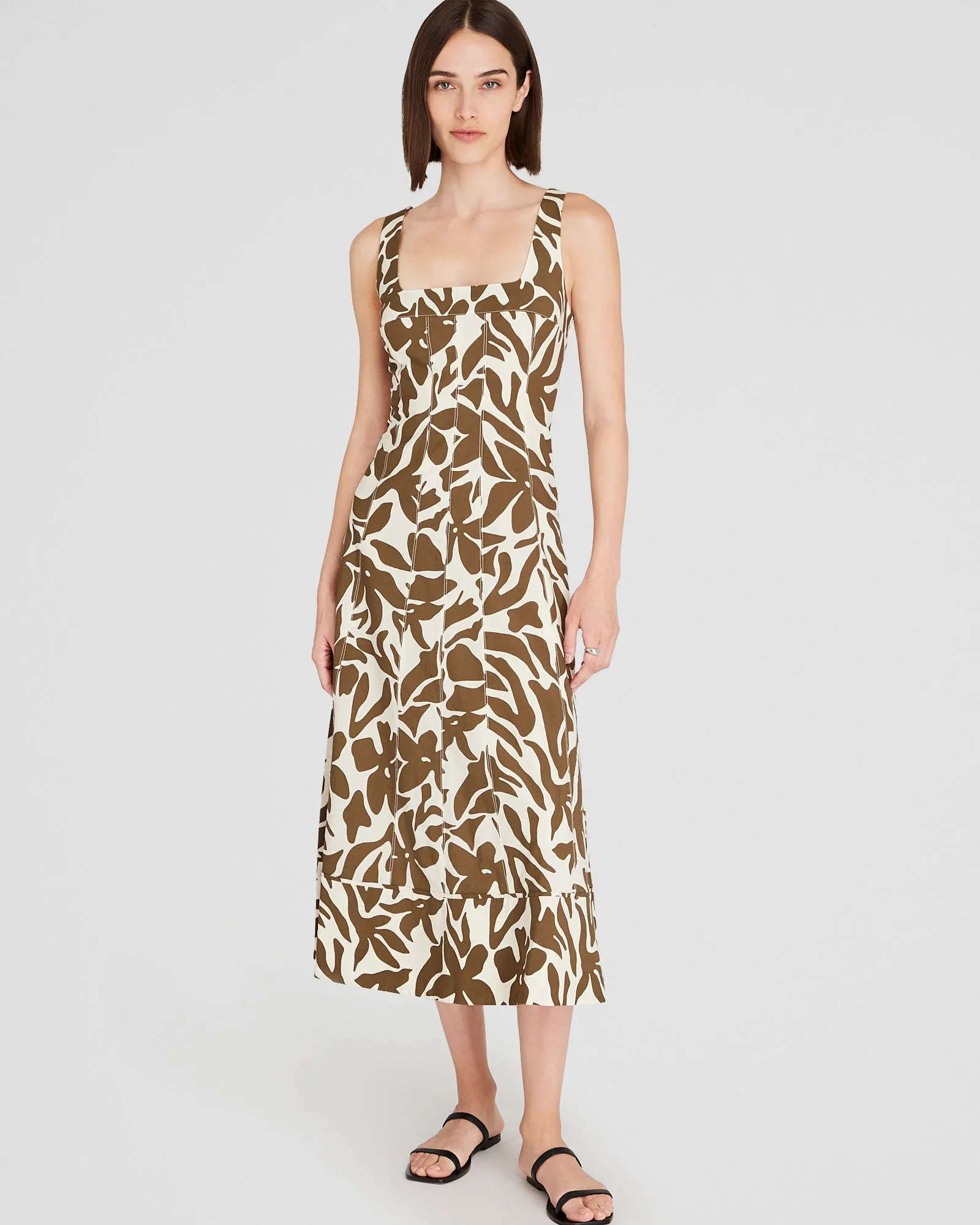 Printed Square-Neck Midi Dress sold by Club Monaco