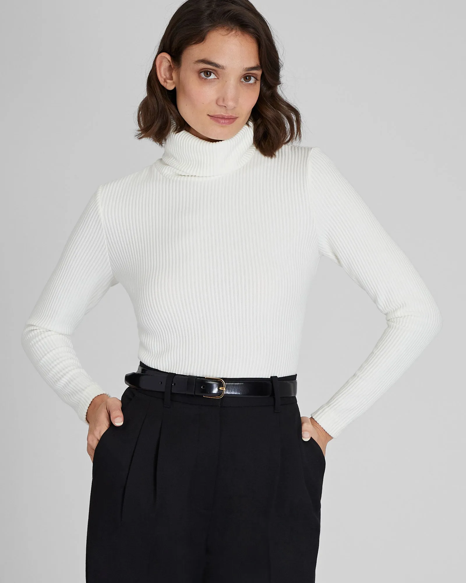 Meredy Rib-Knit Turtleneck Top sold by Club Monaco