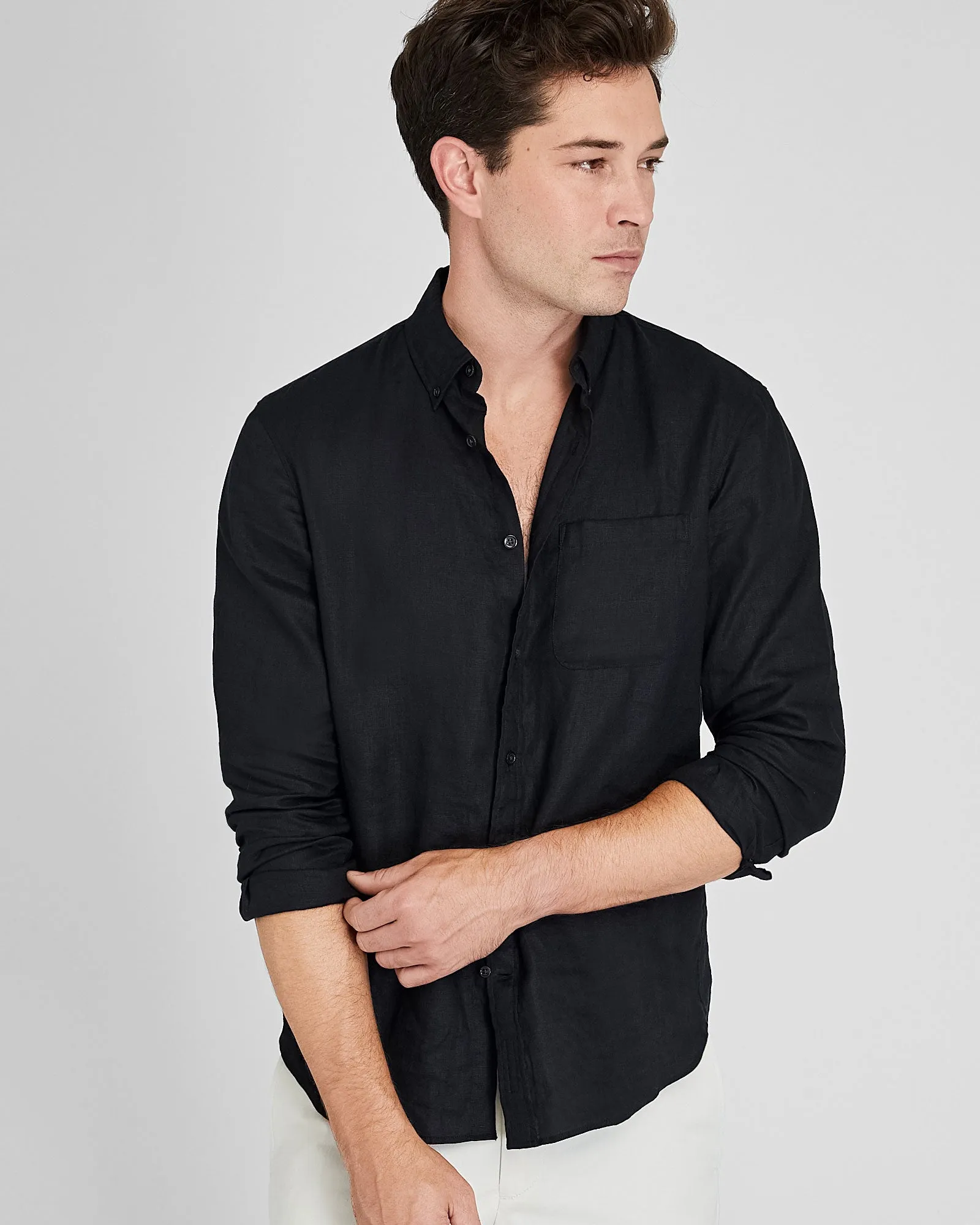 Long-Sleeve Solid Linen Shirt sold by Club Monaco