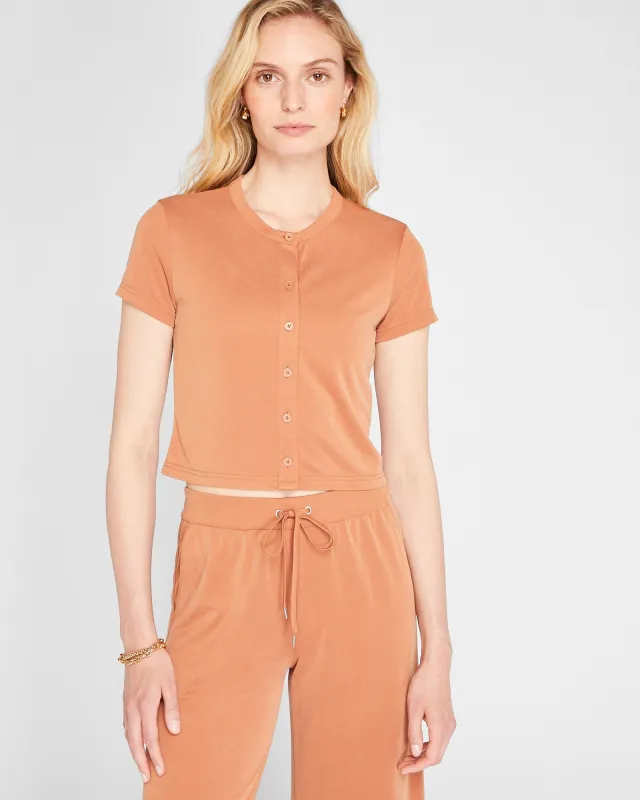 Sandwash Piqué Short Sleeve Cardigan sold by Club Monaco