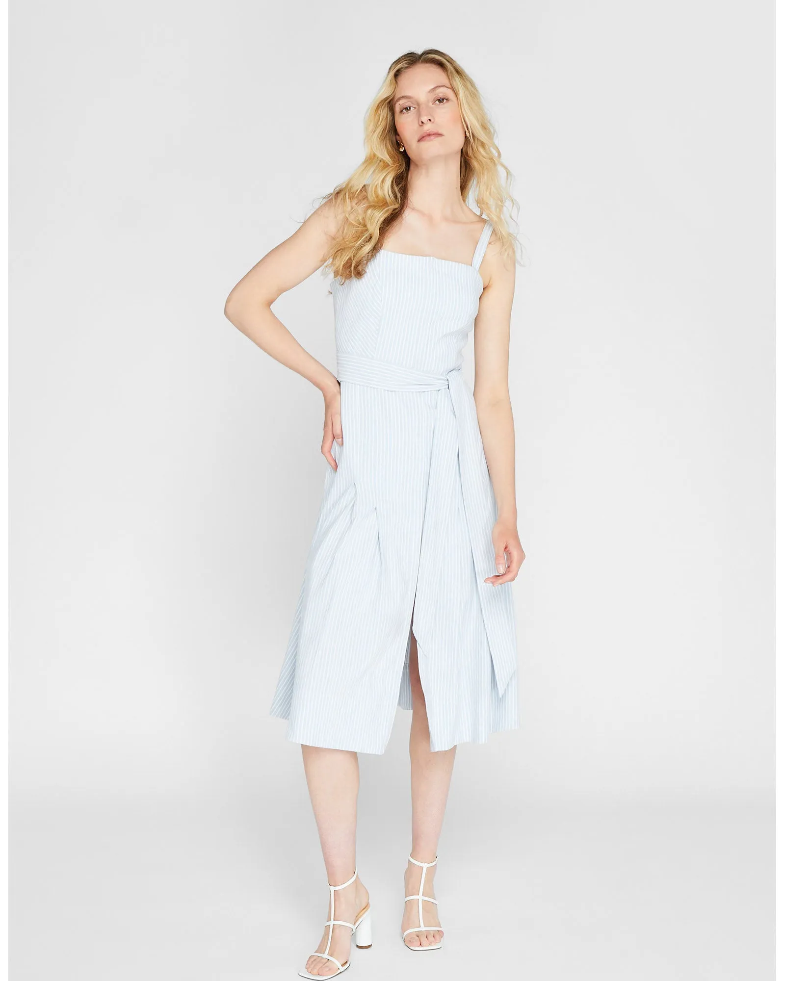 Stripe Linen Blend Midi Dress sold by Club Monaco